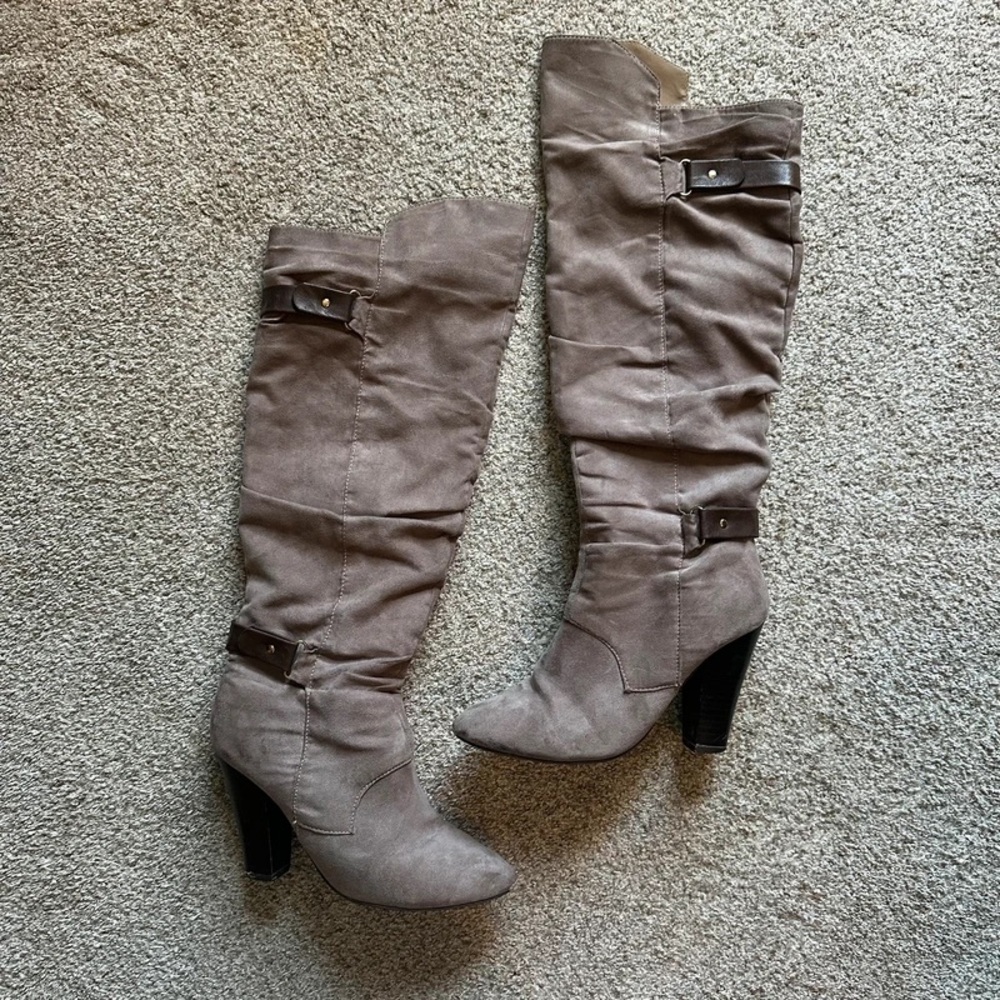 Charlotte Russe Gray Heeled Boots